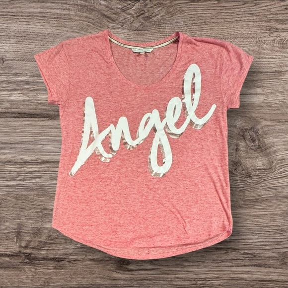 Victoria's Secret Tops - Victoria's Secret Y2K Pink Heathered Angel Tee Size Small